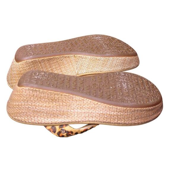 Vionic Grenada Leopard Print Thong Wedge Heel Sandals Straw Weave 9 - Picture 7 of 7